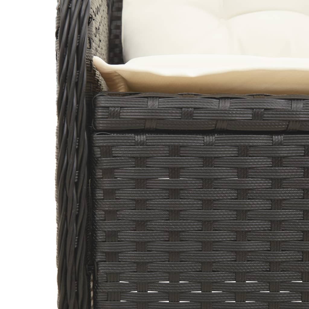 vidaXL Set Divani da Giardino 3 pz con Cuscini Nero in Polyrattan