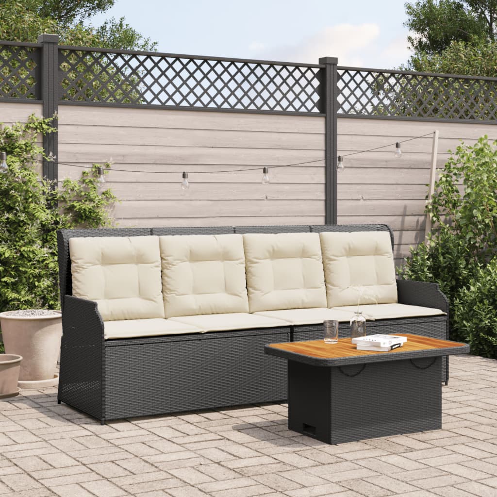 vidaXL Set Divani da Giardino 3 pz con Cuscini Nero in Polyrattan