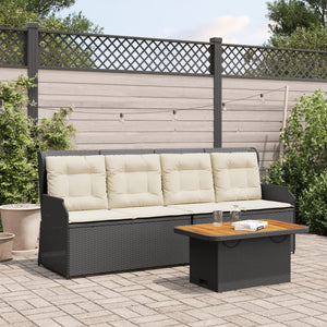 vidaXL Set Divani da Giardino 3 pz con Cuscini Nero in Polyrattan