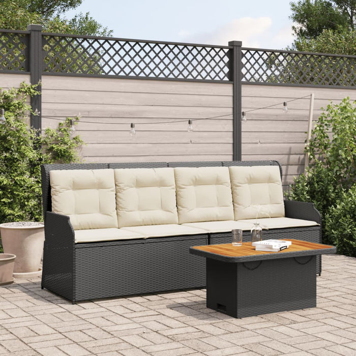 vidaXL Set Divani da Giardino 3 pz con Cuscini Nero in Polyrattan