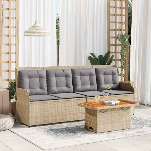 vidaXL Set Divani da Giardino 3 pz con Cuscini in Polyrattan Beige