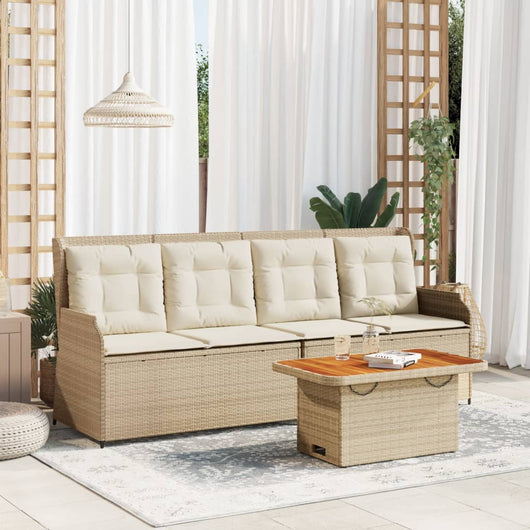 vidaXL Set Divani da Giardino 3 pz con Cuscini in Polyrattan Beige