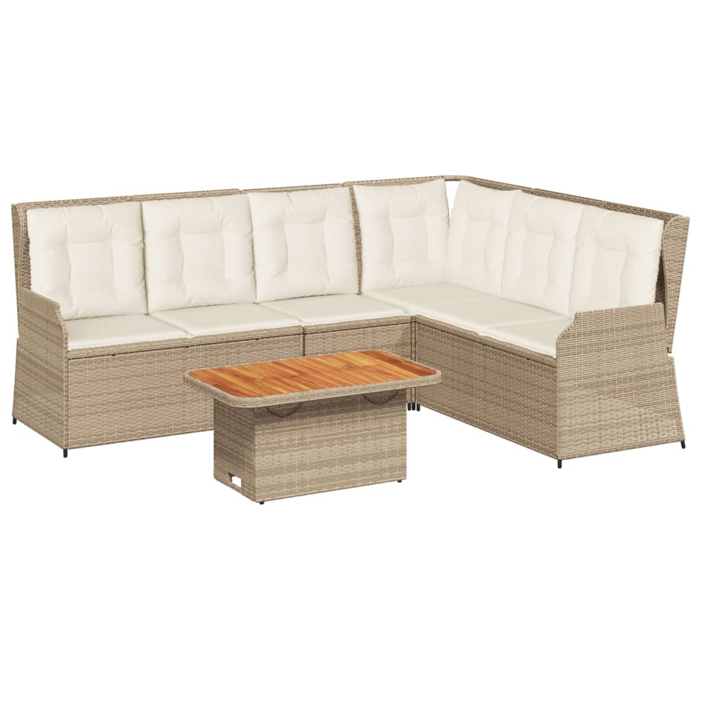 vidaXL Set Divani da Giardino 5 pz con Cuscini in Polyrattan Beige