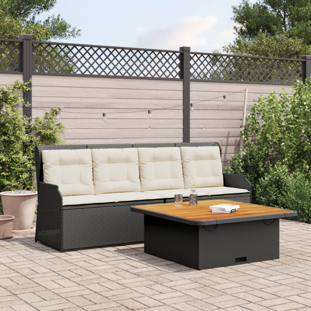 vidaXL Set Divani da Giardino 3 pz con Cuscini in Polyrattan Nero