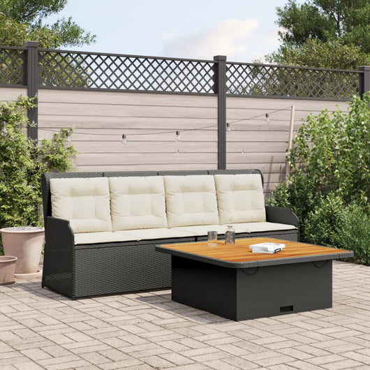 vidaXL Set Divani da Giardino 3 pz con Cuscini in Polyrattan Nero