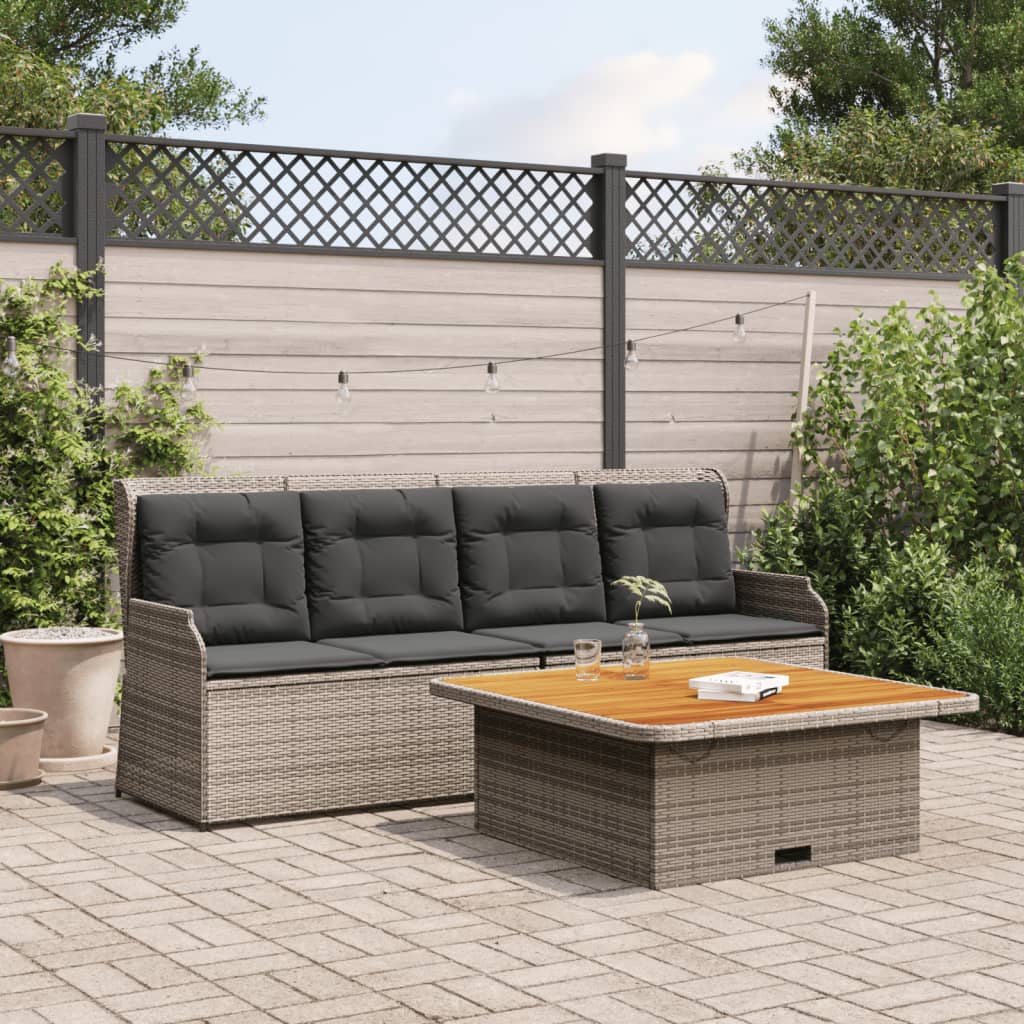 vidaXL Set Divani da Giardino 3 pz con Cuscini Grigio in Polyrattan