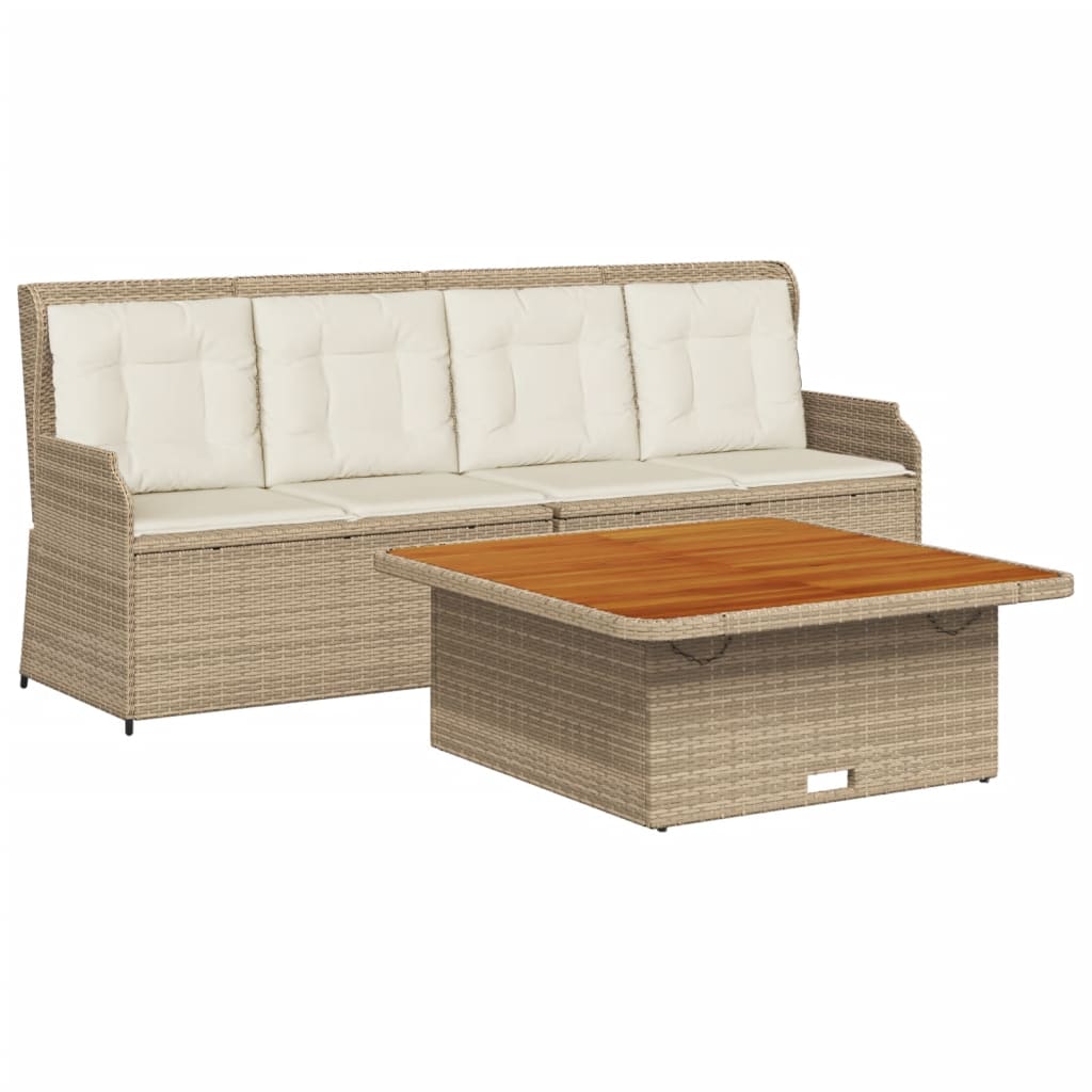 vidaXL Set Divano da Giardino 3 pz con Cuscini Beige in Polyrattan