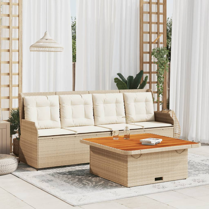 vidaXL Set Divano da Giardino 3 pz con Cuscini Beige in Polyrattan