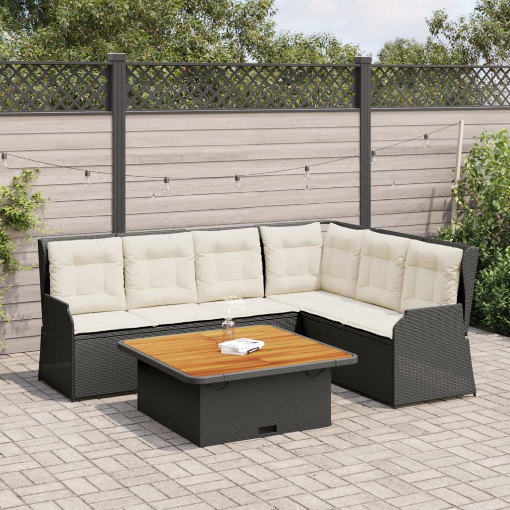 vidaXL Set Divani da Giardino 5 pz con Cuscini Nero in Polyrattan