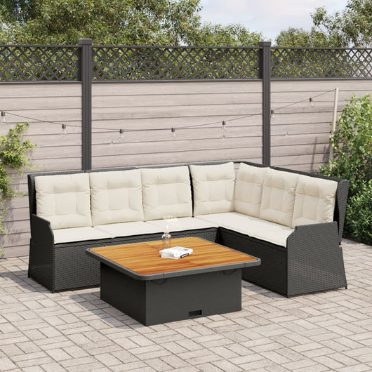 vidaXL Set Divani da Giardino 5 pz con Cuscini Nero in Polyrattan