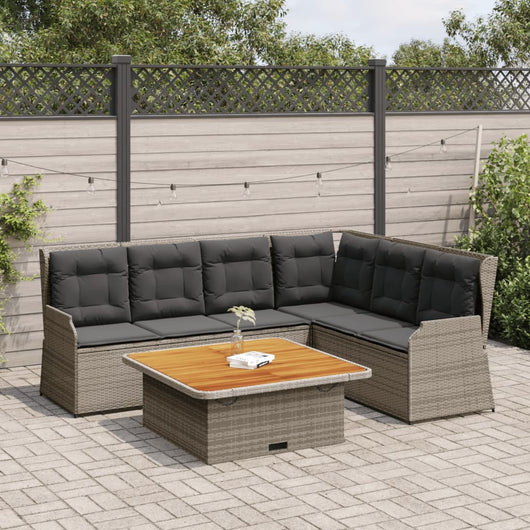 vidaXL Set Divani da Giardino 5 pz con Cuscini in Polyrattan Grigio