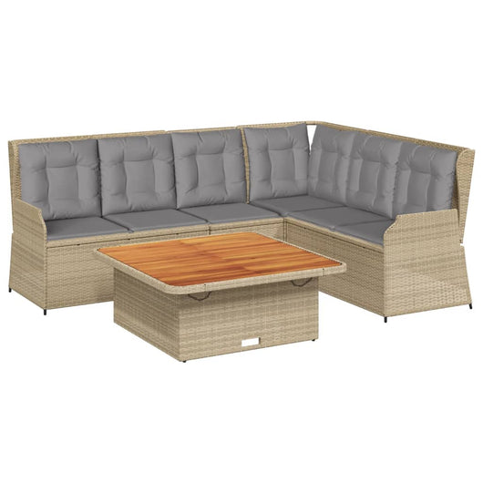 vidaXL Set Divani da Giardino 5 pz con Cuscini in Polyrattan Beige
