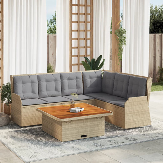 vidaXL Set Divani da Giardino 5 pz con Cuscini in Polyrattan Beige