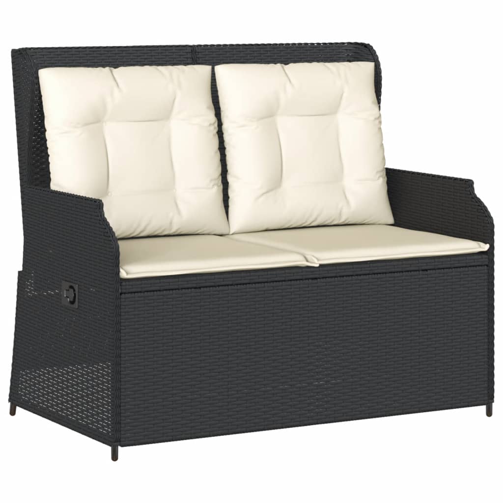 vidaXL Set Divani da Giardino 3 pz con Cuscini Nero in Polyrattan