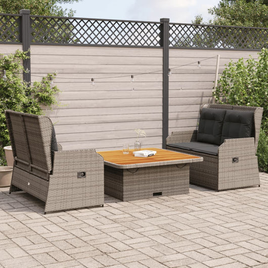 vidaXL Set Divani da Giardino 3 pz con Cuscini in Polyrattan Grigio