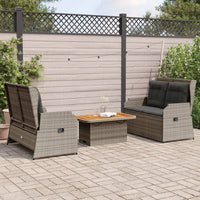vidaXL Set Divani da Giardino 3 pz con Cuscini in Polyrattan Grigio