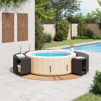 Bordo per Spa Nero in Polyrattan e Legno Massello di Acacia 3270634