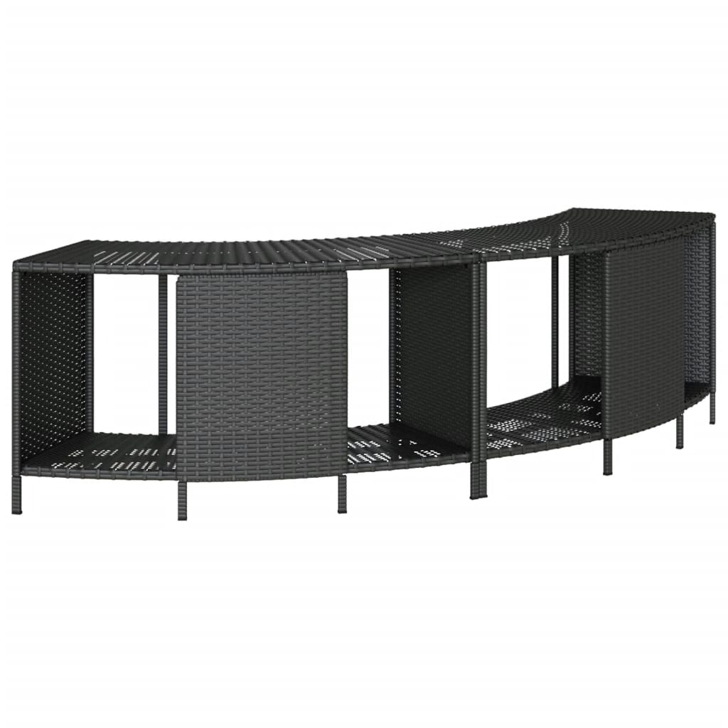 Bordo per Spa Nero in Polyrattan e Legno Massello di Acacia 3270634