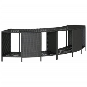 Bordo per Spa Nero in Polyrattan e Legno Massello di Acacia 3270634