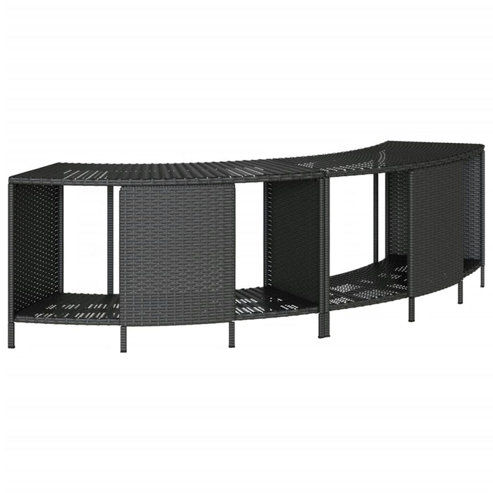 Bordo per Spa Nero in Polyrattan e Legno Massello di Acacia 3270634
