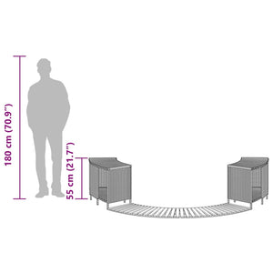 Bordo per Spa Nero in Polyrattan e Legno Massello di Acacia 3270634