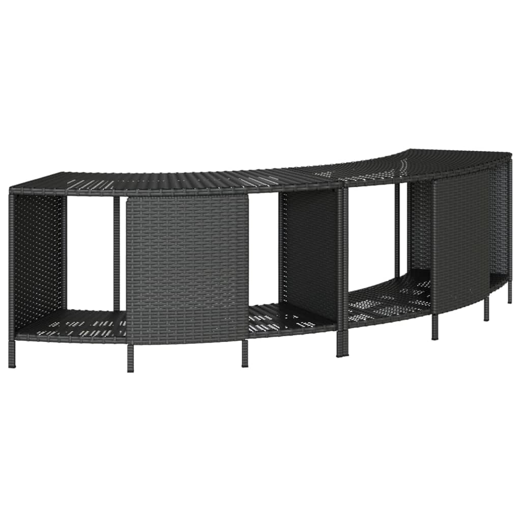 Bordo per Spa Nero in Polyrattan e Legno Massello di Acacia 3270642