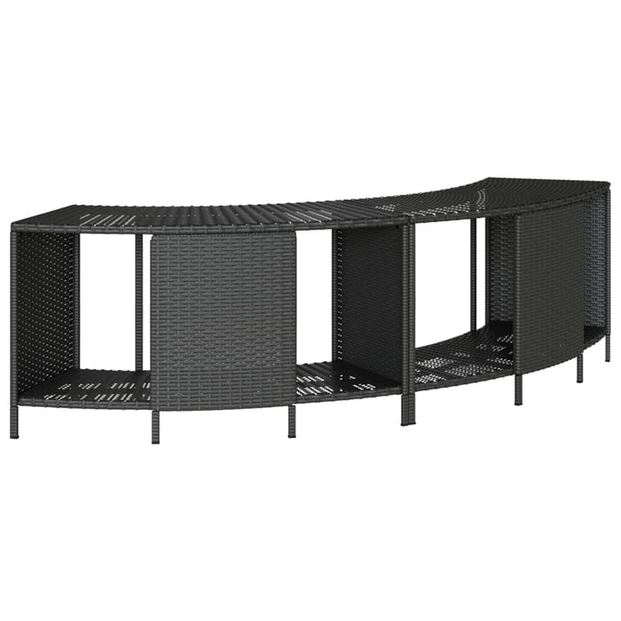 Bordo per Spa Nero in Polyrattan e Legno Massello di Acacia 3270642