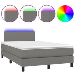 Letto a Molle Materasso e LED Grigio Scuro 120x190cm in Tessutocod mxl 91682