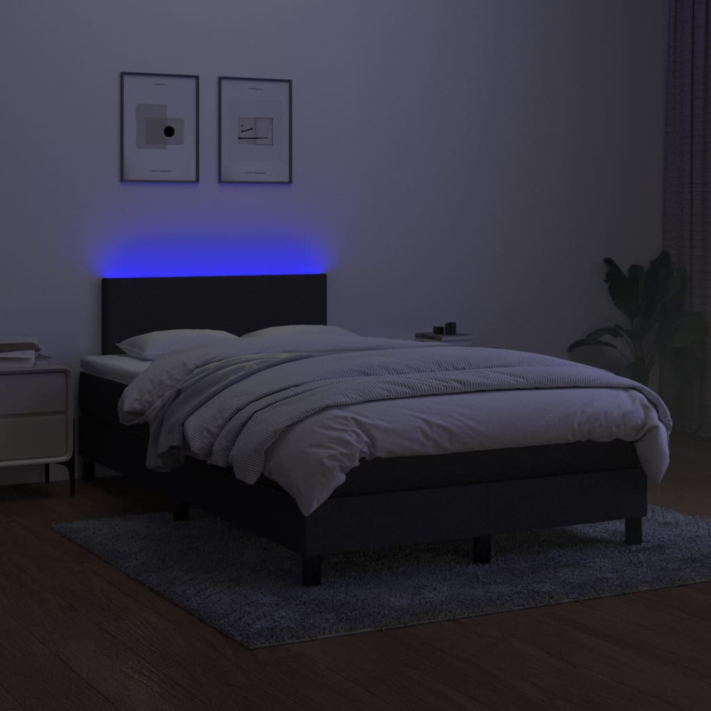 Letto a Molle con Materasso e LED Nero 120x190 cm in Tessuto 3270027