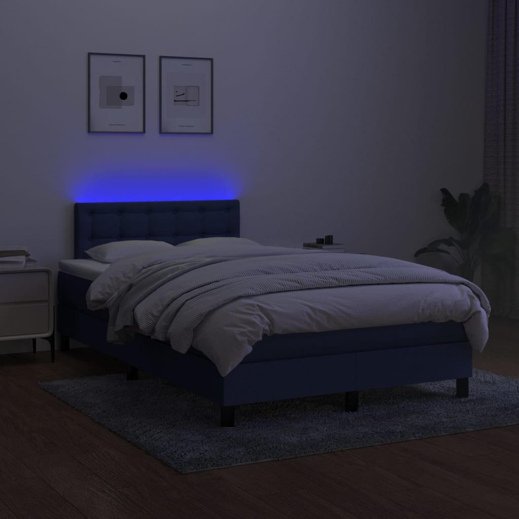 Letto a Molle con Materasso e LED Blu 120x190 cm in Tessuto 3270073
