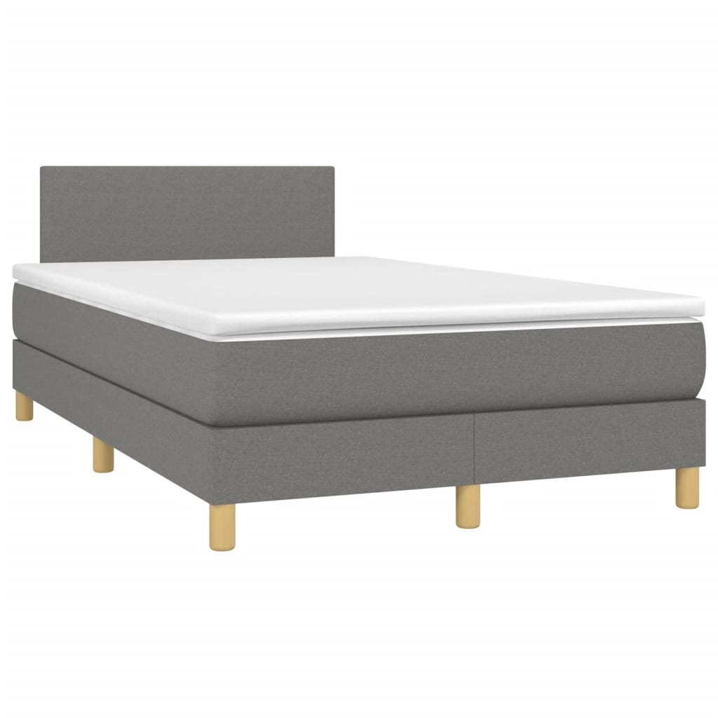 Letto a Molle Materasso e LED Grigio Scuro 120x190cm in Tessuto 3270075