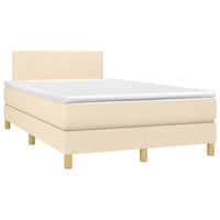Letto a Molle con Materasso e LED Crema 120x190 cm in Tessuto 3270079