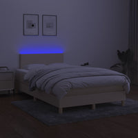 Letto a Molle con Materasso e LED Crema 120x190 cm in Tessuto 3270079