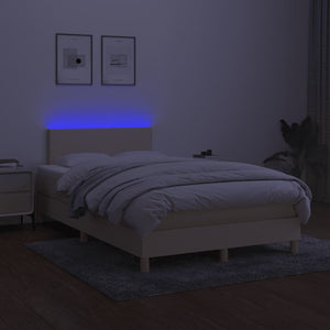 Letto a Molle con Materasso e LED Crema 120x190 cm in Tessuto 3270079