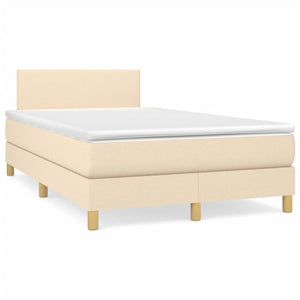 Letto a Molle con Materasso e LED Crema 120x190 cm in Tessuto 3270079