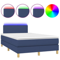 vidaXL Letto a Molle con Materasso e LED Blu 120x190 cm in Tessuto