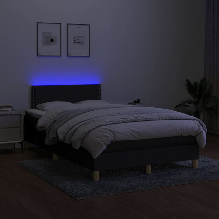 Letto a Molle con Materasso e LED Nero 120x190 cm in Tessuto