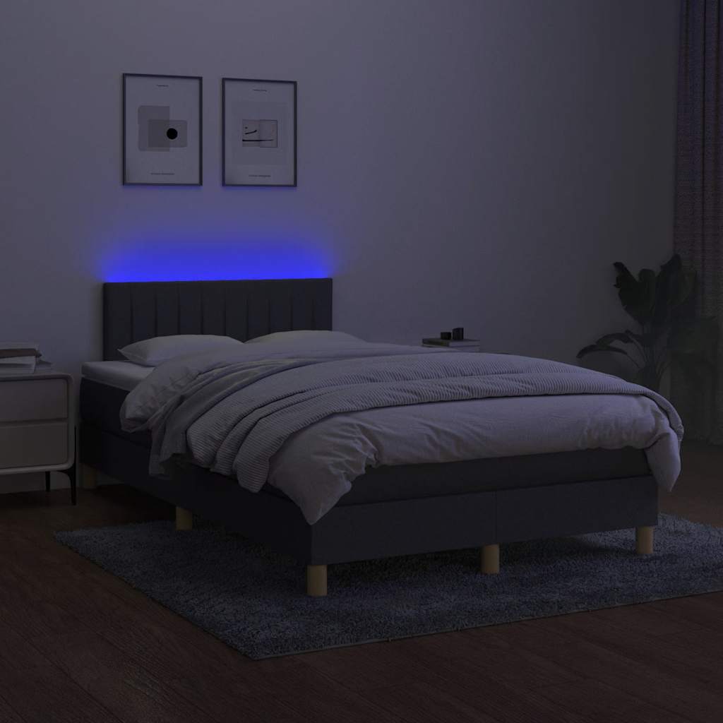 Letto a Molle Materasso e LED Grigio Scuro 120x190cm in Tessuto 3270103