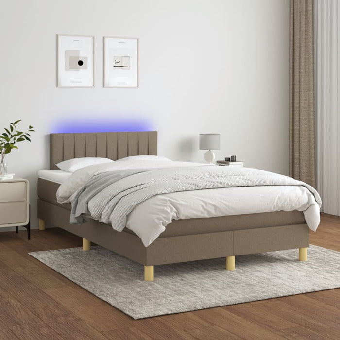 Letto a Molle con Materasso e LED Tortora 120x190 cm in Tessuto 3270106