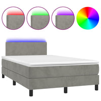 Letto a Molle Materasso e LED Grigio Chiaro 120x190 cm Velluto 3270141