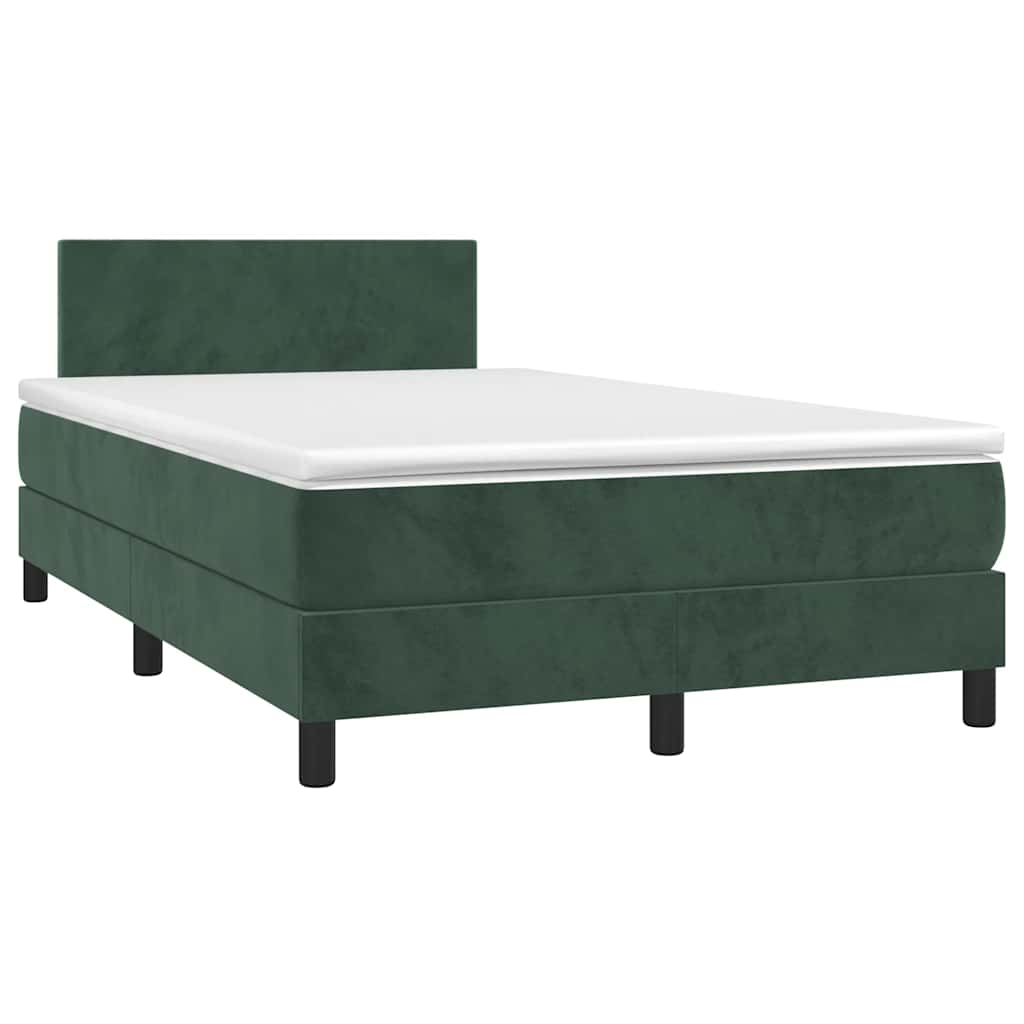 Letto a Molle con Materasso e LED Verde Scuro 120x190cm Velluto 3270144