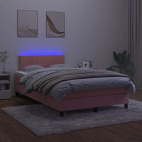 Letto a Molle con Materasso e LED Rosa 120x190 cm in Velluto 3270158