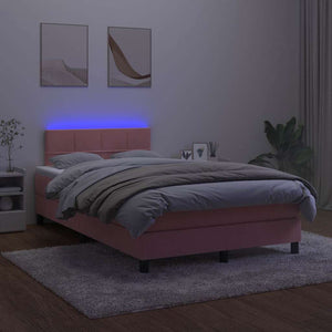 Letto a Molle con Materasso e LED Rosa 120x190 cm in Velluto 3270158