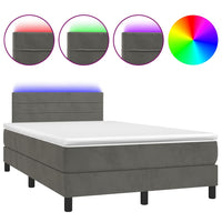 Letto a Molle Materasso e LED Grigio Scuro 120x190cm in Vellutocod mxl 115829