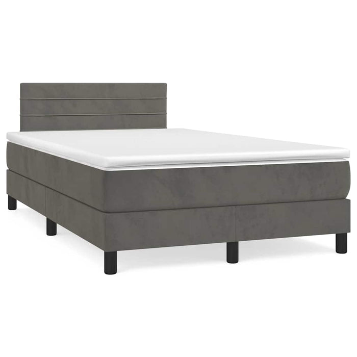 Letto a Molle Materasso e LED Grigio Scuro 120x190cm in Vellutocod mxl 115829
