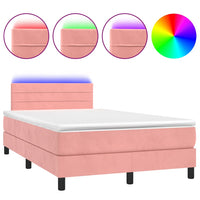 Letto a Molle con Materasso e LED Rosa 120x190 cm in Velluto 3270164