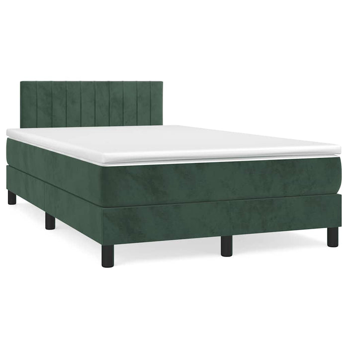 Letto a Molle con Materasso e LED Verde Scuro 120x190cm Velluto 3270168