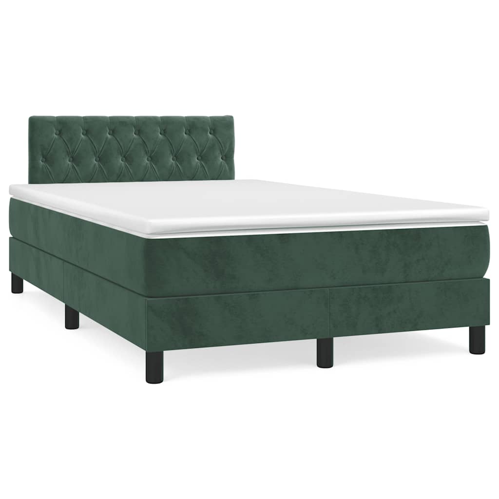 Letto a Molle con Materasso e LED Verde Scuro 120x190cm Vellutocod mxl 115367
