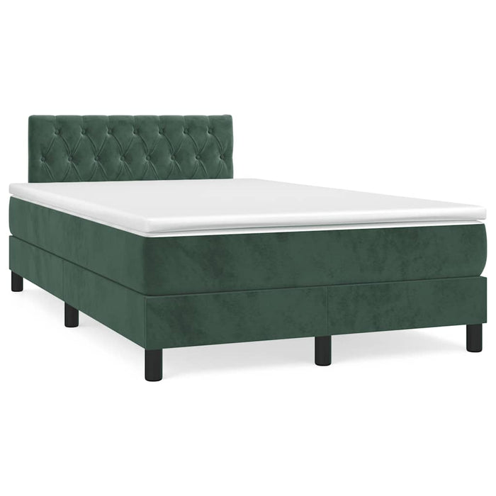 Letto a Molle con Materasso e LED Verde Scuro 120x190cm Vellutocod mxl 115367