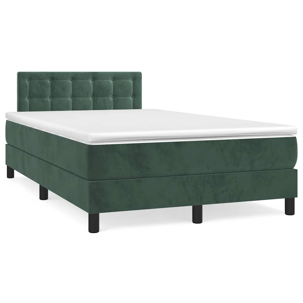 Letto a Molle con Materasso e LED Verde Scuro 120x190cm Velluto 3270180